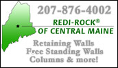We are proud to be the areas authorized manufacturer of Redi-Rock� large block retaining walls, free-standing walls, columns and pavers. We offer the complete line of Redi-Rock� products, and we deliver anywhere. Blocks are available in split limestone and cobblestone faces and can be colored.
