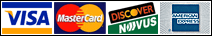 VISA, MasterCard, Discover, American Express