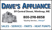 Dave's Appliance is a locally owned Maine Business. We specialize in appliance sales and service. Great selection and factory direct pricing guarantees value for customer.